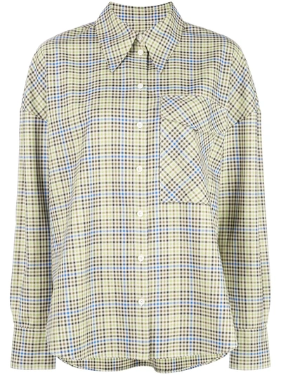 Tibi Checked Chest Pocket Shirt In Green