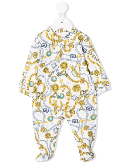 Young Versace Babies' Jewel Print Pyjamas In White
