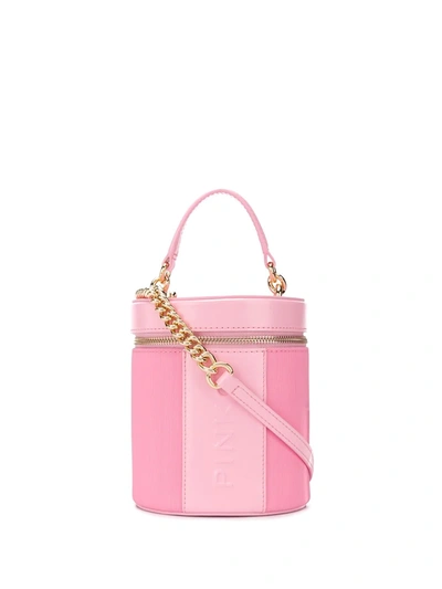 Pinko Logo-embossed Round Box Bag In Pink