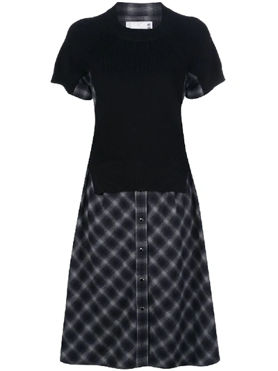 Sacai Black Ombre Check Print Dress