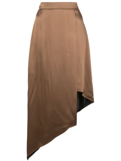 Cushnie Asymmetric High Waisted Skirt In Brown