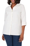 Foxcroft Plus Pandora Non-iron Cotton Tunic Shirt In Straw Hat