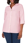 Foxcroft Plus Pandora Non-iron Cotton Tunic Shirt In Cabana Pink
