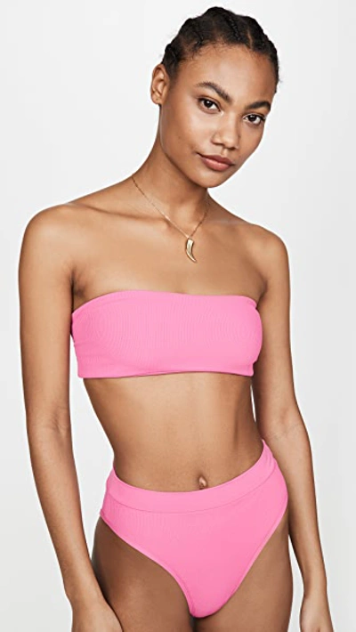 L*space Beach Wave Strappy Bandeau Bikini Top In Bubblegum Pink