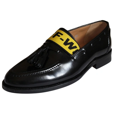 Pre-owned Off-white Patent Leather Flats In Black
