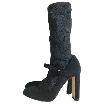 Pre-owned Dolce & Gabbana Taormina Ankle Boots In Black