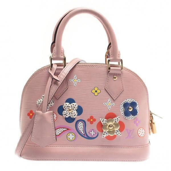 Pre-Owned Louis Vuitton Alma Bb Pink Cloth Handbag | ModeSens