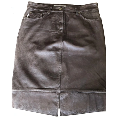 Pre-owned Iceberg Leather Mid-length Skirt In Brown