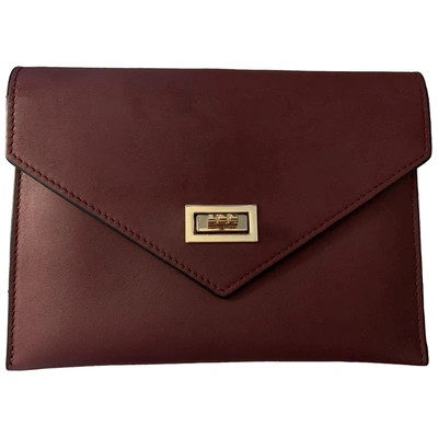 Pre-owned Anine Bing Leather Clutch Bag In Burgundy