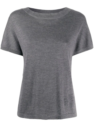 Barrie Knitted Cashmere T-shirt In Grey
