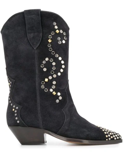 Isabel Marant Duerto Studded Suede Boots In Black | ModeSens
