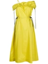 3.1 Phillip Lim Cold-shoulder Cotton-blend Broadcloth Midi Dress In Light Chartreuse