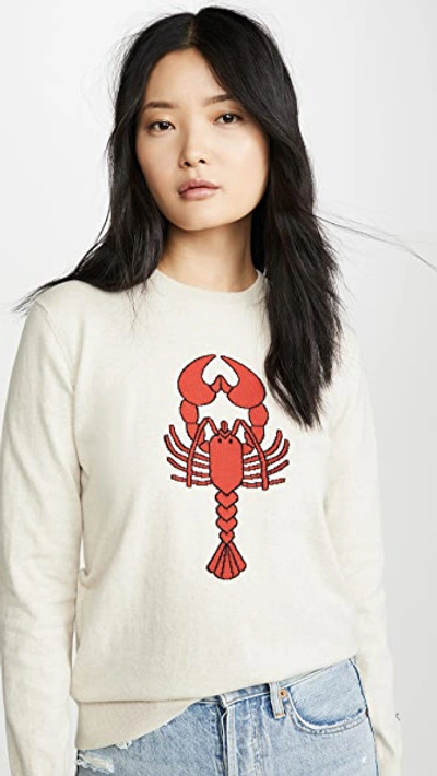 Markus Lupfer Mia Intarsia Lobster Sweater In Sand Red