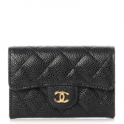 Pre-owned Chanel Card Holder Quilted Diamond Black/burgundy