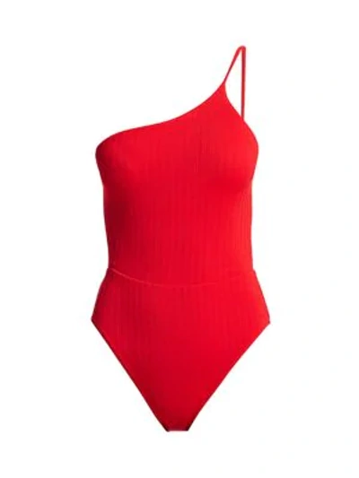 Vix By Paula Hermanny Milano One-shoulder Tie One-piece Swimsuit In Red