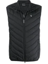 Ea7 Padded Logo Plaque Gilet Jacket In Black