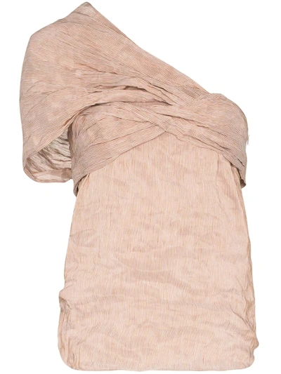 Chloé Linen/cotton One-shoulder Top In Neutrals