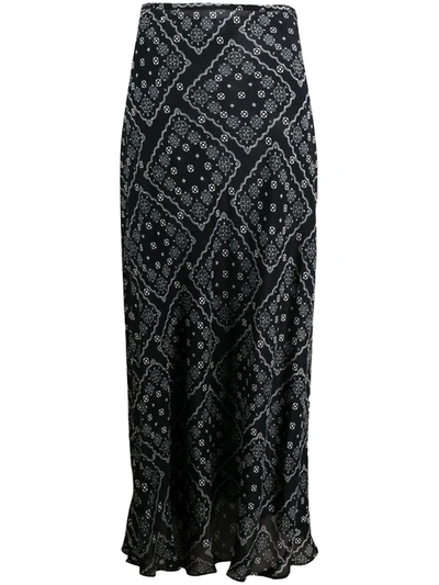 Rixo London Kelly Floral-print Silk Crepe De Chine Maxi Skirt In Black