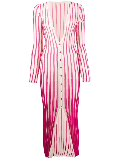 Jacquemus Striped Cotton-blend Cardigan In Pink Stripes