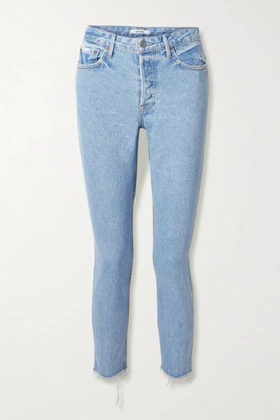 Grlfrnd Karolina Frayed High-rise Skinny Jeans In Light Denim