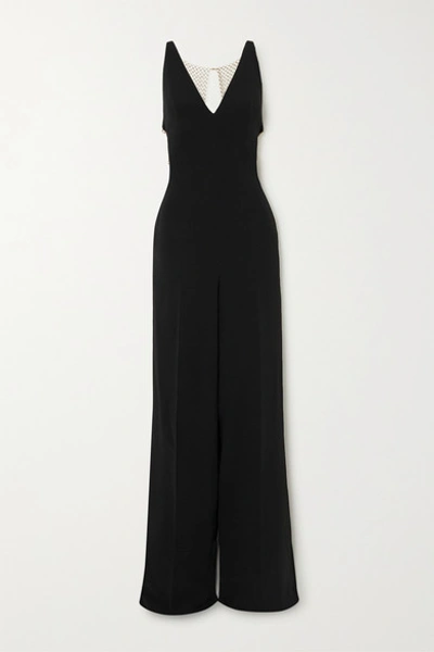 Stella Mccartney + Net Sustain Chain-embellished Crepe Jumpsuit In Black