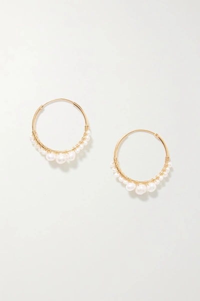 Chan Luu Gold-plated Pearl Hoop Earrings