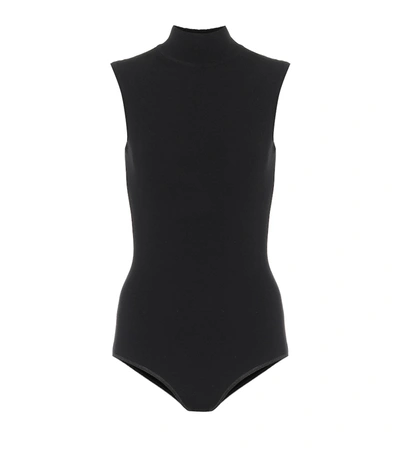 Alaïa Knit Hi-neck Sleeveless Bodysuit In Black