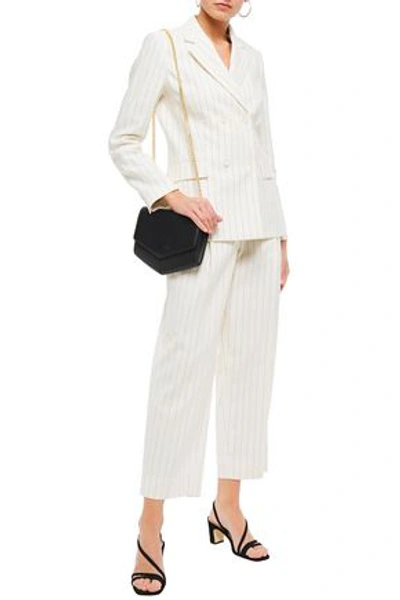 Sandro Anyon Double-breasted Pinstriped Cotton-blend Twill Blazer In Ivory