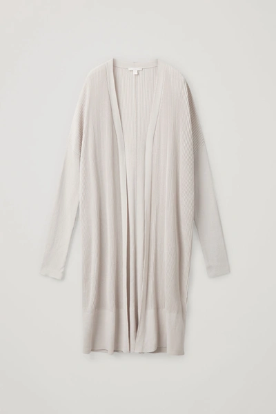 Cos Ribbed Cotton-mix Cardigan In Beige