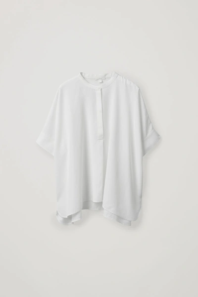 Cos Oversized Half-button Shirt In White