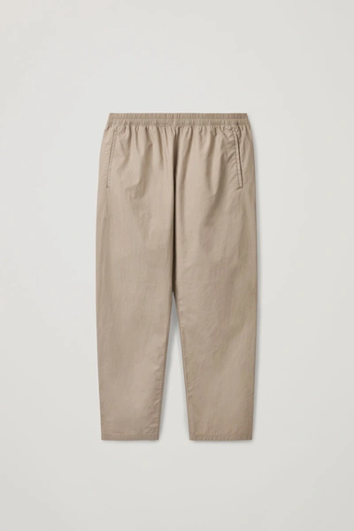 Cos Cotton Drawstring Pants In Brown