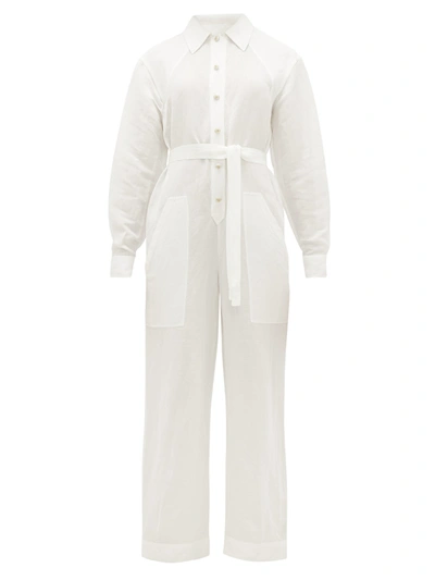 Etro Slubbed Linen-blend Poplin Boiler Suit In White