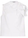Ganni Bow-detailed Cotton-poplin Top In White