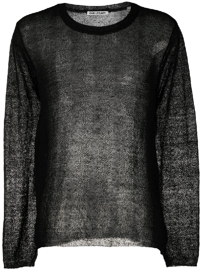 Our Legacy Long-sleeved Linen-blend Gauze Top In Black
