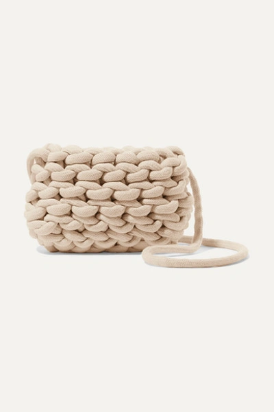 Alienina Kids' Woven Cotton Shoulder Bag In Cream