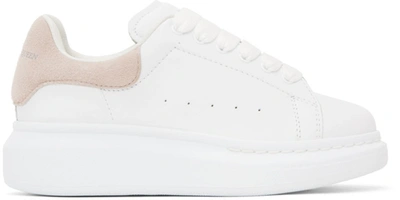 Alexander Mcqueen Babies' Suede-trimmed Leather Exaggerated-sole Sneakers In White