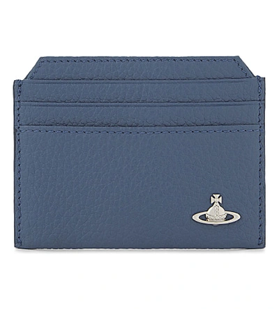 Vivienne Westwood Milano Grained Leather Card Holder In Blue