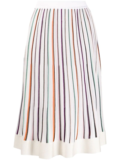 Missoni Pleated Striped Crochet-knit Skirt In White