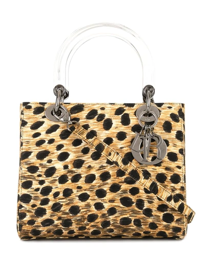 Pre-owned Dior 1999  Lady  Leopard Print 2way Bag In Brown