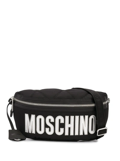 Moschino Large Logo Belt Bag In Black