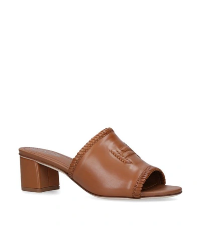 Tod's Double T Woven Leather Mules In Brown