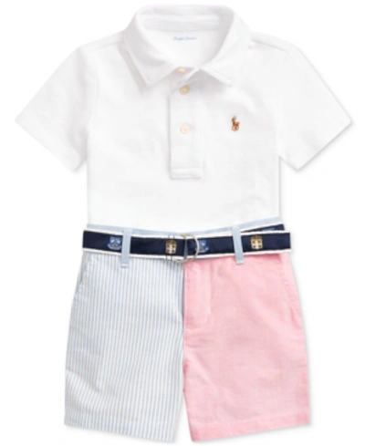 Ralph Lauren Boys' Cotton Polo Shirt, Color-blocked Oxford Shorts & D-ring  Jacquard Belt Set - Baby In White | ModeSens