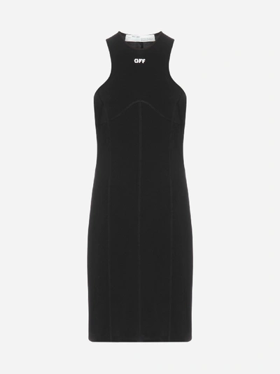 Off-white Logo Rowing-style Pencil Dress In Black White