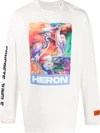 Heron Preston Herons Print Long Sleeves Cotton T-shirt In White