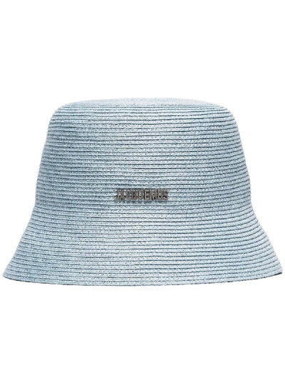 Jacquemus Logo Appliqué Paper Bucket Hat In Blue