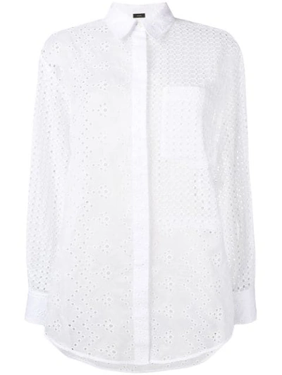 Joseph Gibson Broderie Anglaise Cotton-blend Shirt In White
