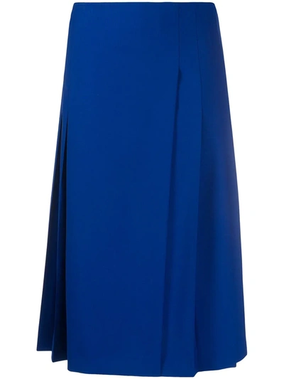Joseph Percy Asymmetric Draped Cady Midi Skirt In Blue