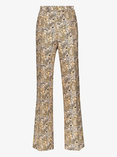 Etro Paisley Printed Tailored Trousers In Brown