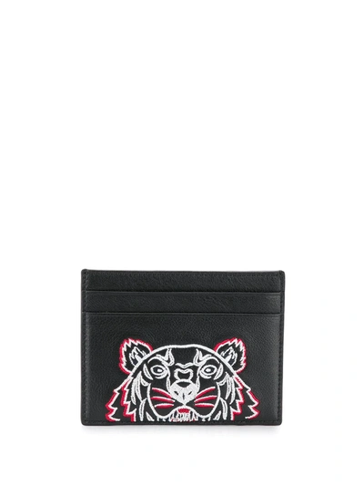 Kenzo Tiger Embroidered Cardholder In Black