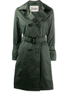 Herno Monogram Sateen Trench Coat In Green